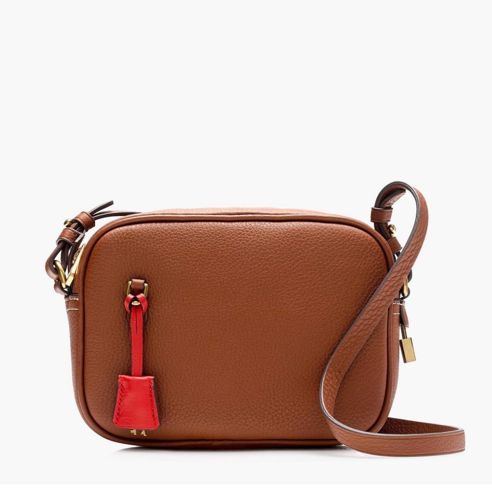 J Crew Signet Leather Crossbody Bag in Pebbled Leather